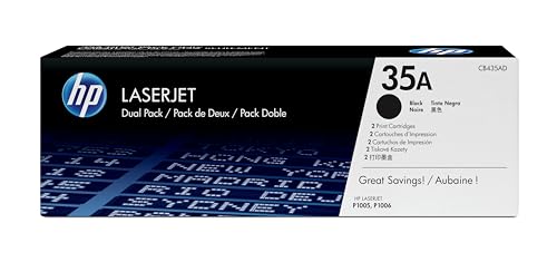 HP 35A CB435AD, Negro, Cartucho Tóner Original, Pack de 2, para impresoras HP LaserJet P1005 y P1006