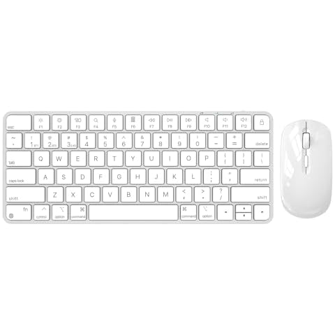 Wireless Keyboard and Mouse for Mac, Bluetooth/2.4G USB Dual-Channel Connection, Multi Device, Rechargeable Wireless Keyboard and Mouse Combo Compatible with Mac, iPad, iPhone Cover