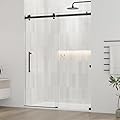 DELAVIN 56-60.in W x 72.in H Frameless Shower Door, Water Repellent Black Shower Door with 5/16" (8mm) Clear Tempered Glass, Easy Sliding Showe Door with Explosion-Proof Film, Stainless Steel