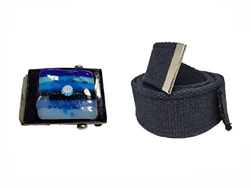 Ceinture ruban coton 4 cm noire avec boucle Murano unique ART F4