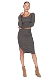 Trendyol Damen Frauen Plain Slit Detaillierte Strick Zweiteiler Set Hemd, braun, L