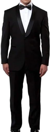 New Men's 1 Button Black Shawl Collar Tuxedo Suit