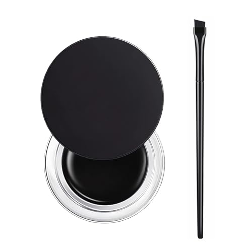 THXFUNAREA Eyeliner,Waterproof larga duración Gel Eyeliner, maquillaje de ojos fácil de aplicar y maquillaje fácil de quitar,Con brochas, Negro