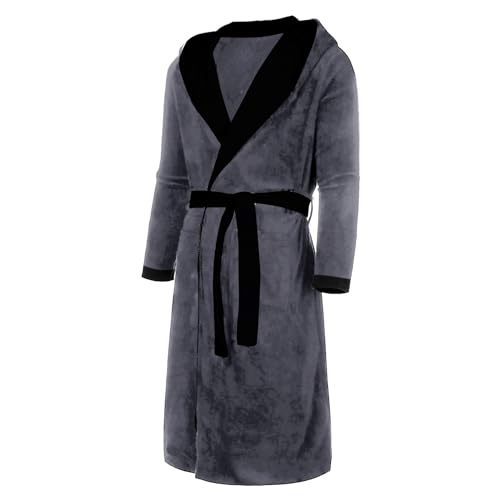 Fleece Sherpa Robe for Men Oversized Hoodie Sleepwear Thermal Underwear for Winter Warm Lounge Pajamas Plush Outfits2
