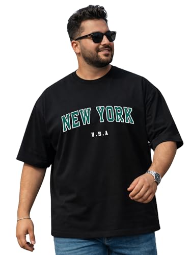 Image of Veirdo Men's Cotton Half Sleeve Plus Size Printed T-Shirts with NY & USA Designs, Stylish Comfortable & Durable Tees, Available in 2XL to 5XL Sizes
