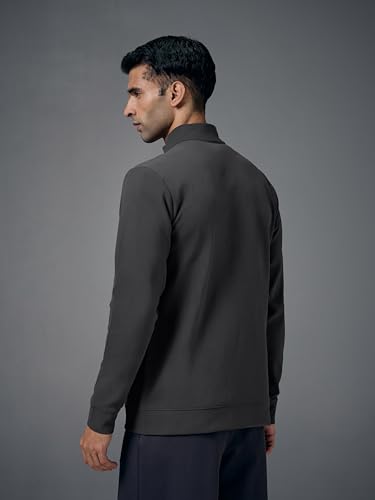 Image of TECHNOSPORT Men's Regular Fit Solid Mock Collar Jacket With Elasto Plus for Sports, Gym & Regular Use