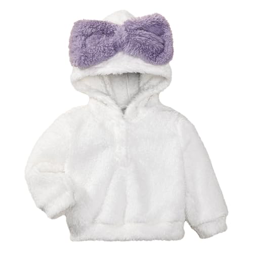ROMPERINBOX Baby Girl Hoodie With Large Bow Fuzzy Hooded Sweatshirt Long Sleeve Pullover Fall Winter Outfits