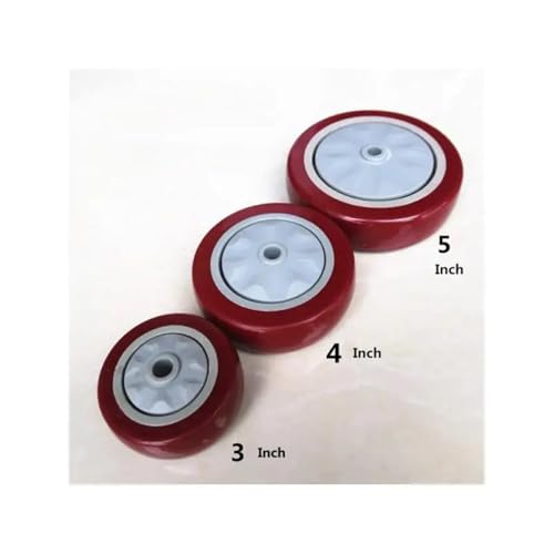 Roulette silencieuse de 3 pouces pour chariot rouge anti trace au sol