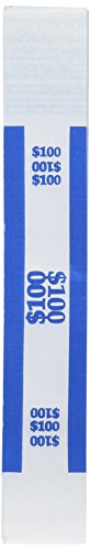 Sparco Bill Strap, 100, 1000 per Box, White/Blue (SPRBS100WK)