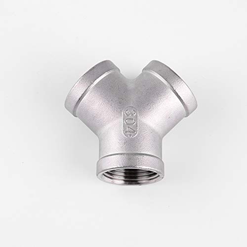1PCS 304 Stainless Steel Y Shape 3 Ways Joint 1/4 3/8 1/2 3/4 1" 2" Female/Male Thread One Split Two Way Water Pipe Fittings(Y-Shape Female threa,2")
