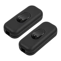 Kabelschalter, 2 Stück Inline Schalter Zwischenschalter, 6A 250V, Torpedoschalter, 2-adrige und 3-adrige Zuleitungen, für alle Arten von Elektrischen Lampen Tischlampen - Schwarzer