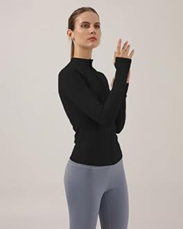 Locachy Women's Slim Fit Full Zip Athletic Running Sports Workout Jacket with Pockets
