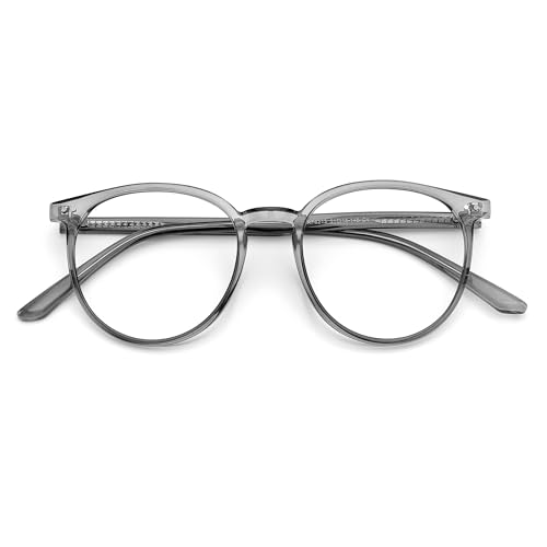 Image of Blue Light Blocking Glasses for Women and Men, Round Frame Computer Gaming Anti Eyestrain & UV Glare RF6213 (Smoke Grey)