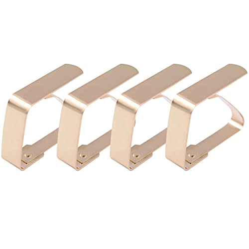 Jaxbo 4 Pieces Tablecloth Clips, Tablecloth Holders, Stainless Steel Table Cover Clamps, Suitable for Parties, Picnics, Restaurants & Weddings (Gold)