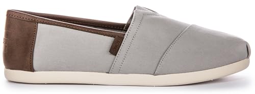 Image of TOMS Men's Alpargata Classic Slip-on Espadrille, Textile /Synthetic Upper, Drizzle Grey Brushed Twill /Tan Synthetic Trim, 8.5