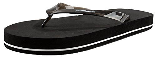Darice VL2027 Wedding Just Married Mens Flip Flops Sandals, Black, 9-10 D(M) US Small