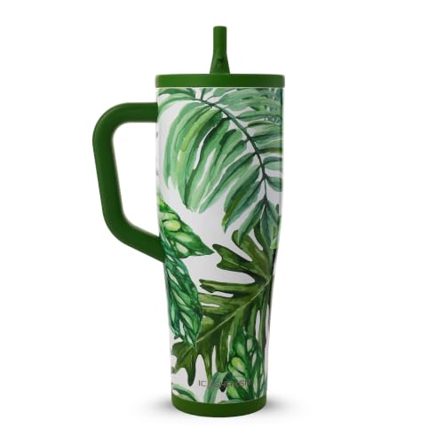 Image of Ice Shaker 40 oz Tumbler with Handle and Straw | 40oz Palm Trees| Cold for 30+ Hours | 2-in-1 Tumbler Shaker Bottle | Odor-Free 40 ounce Bottle for Water, Protein Shakes, Smoothies, Cocktails