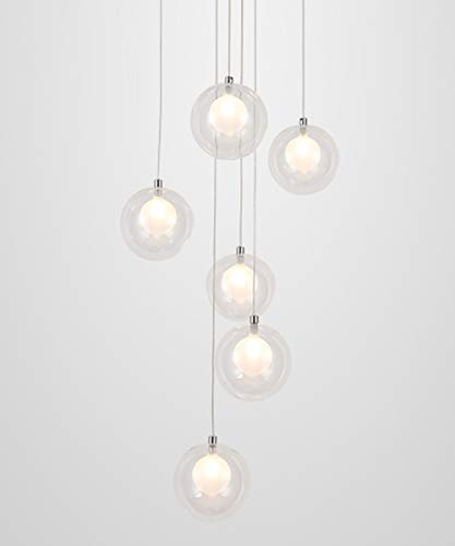 Lustre escalier moderne LED à bulles de verre suspension lumineuse grand salon