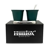 Huniox® 2 X 80 Ml | Taza Espresso – Tazas De Cafe Expresso – Vaso Termico Cafe Pequeño – Vasos Para Cafe – Juego De Cafe – Espresso Cup | Incluye 2 Cucharillas De Diseño (Emerald, 80 Ml)