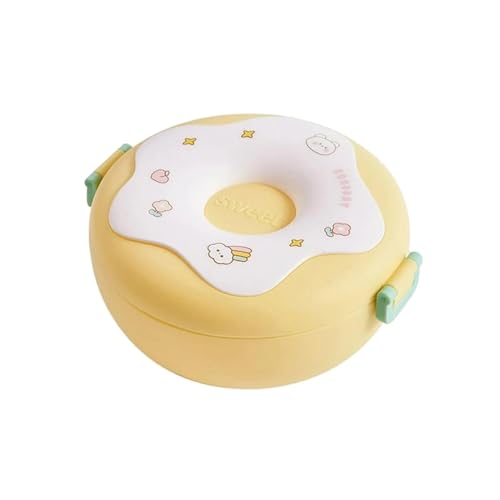 Image of Donut Shaped Kids Lunch Box | 3 Compartment Tiffin | Double Insulated BPA Free Food Container | Leak Resistant Easy Carry for School, Snacks, Fruits, Meals, Picnic & Daily Use, Multicolor