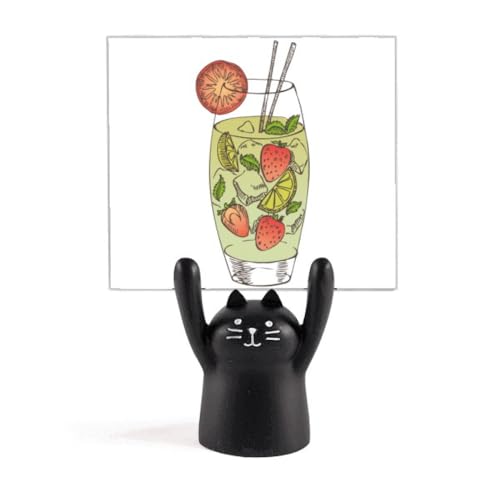 Porte-mémo chat noir kawaii et fraises pour décorer votre espace de travail