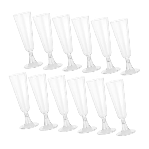 EPIGEIST 24個 使い捨て透明プラスチックシャンパングラス 高脚ワイングラス パーティー用カクテルカップ バー 結婚式 家向け軽量割れにくい