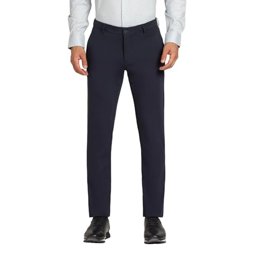 Image of Blackberrys Men's Blue Slim Fit Solid Regular Trousers