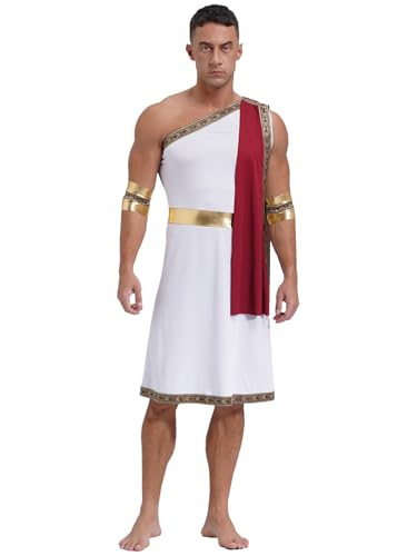 Runhomal Deguisement Dieux Grec Homme Adulte Empereur Romain César Grec Costume de Dieu Grecs Grèce Romain Halloween Carnaval Fête B Bourgogne XL