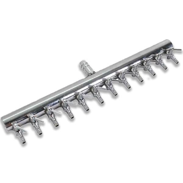 eco-filtration 12-Way Air Splitter Manifold 4mm Airline Tube Compatible | 9mm OD Barbed Inlet, Corrosion-Resistant | Stainless Steel Air Distributor for Fish Ponds, Aquarium Pump & Hydroponic Systems