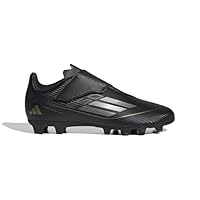 adidas Unisex Kids F50 Club Hook and Loop Football Boots Flexible Ground, core Black/Iron MET/Gold met, 13.5 UK Child
