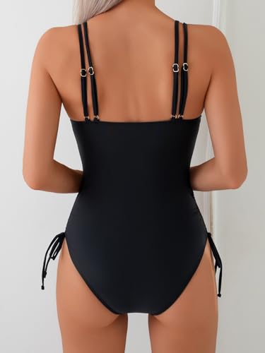 Women One Piece Swimsuit Sexy Swimsuit with Metal Buttons Tummy Control High Waisted Bathing Suit Shapewear Swimsuit3