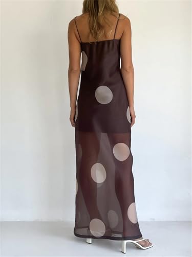 Image of Yuemengxuan Boho Maxi Dresses for Women Spaghetti Strap Flowy Smocked Long Dress Casual Summer Vacation Beach Maxi Dress