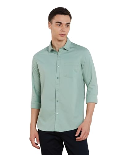 Image of Amazon Brand - Symbol Men's Solid Slim Fit Cotton Casual Shirt | Plain | Full Sleeve | Summer (Available in Plus Sizes)