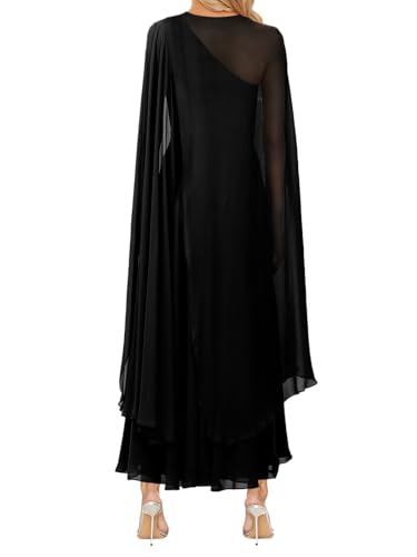 Aisbei Women's Elegant One Shoulder A Line Flowy Maxi Dress Evening Gowns Party Formal Wedding Guest Dresses with Cape3