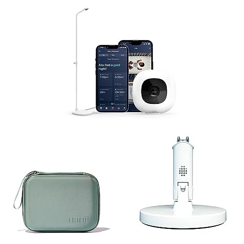 Image of Nanit Pro Smart Baby Monitor & Floor Stand & Travel Case, Green & Flex Multi-Stand – Travel Baby Monitor Accessory, Portable Stand Pro Baby Monitor - White