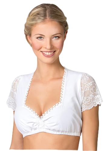 Stockerpoint Damen Meline Trachtenbluse, Weiß, 36