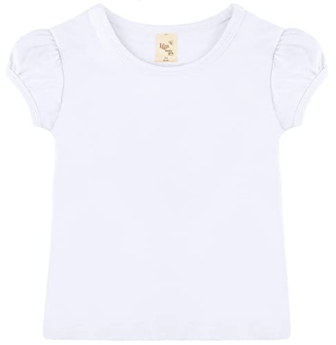 Image of Lilax Girls Short Puff Sleeve Cotton T-Shirt, Toddler & Little Girls Top | 95% Cotton Puff Sleeve Tee; Crewneck, Short Sleeve; Toddler & Girls Sizes 2T-12; for School, Play & Everyday; Machine Wash