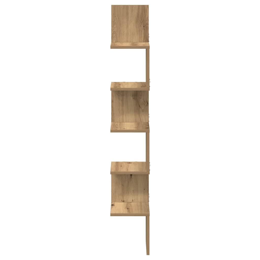 Wand-Eckregal Artisan-Eiche 20x20x127,5 cm Holzwerkstoff | Platzsparendes Design, Multifunktional für Wohnzimmer, Pflegeleicht mit feuchtem Tuch