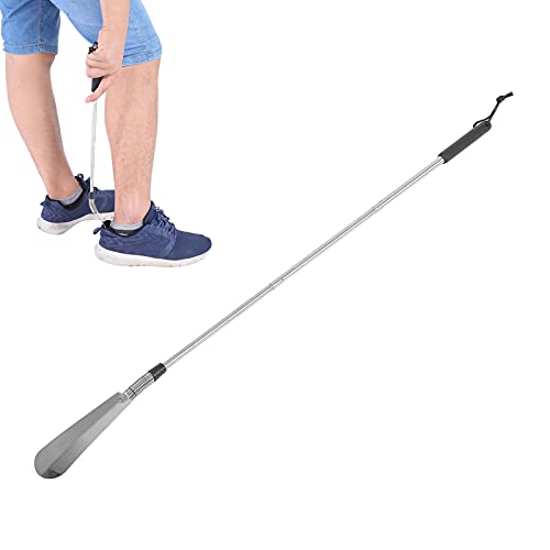 Filfeel Calzador de Zapatos de Acero Inoxidable telescópico, Mango Extra Largo, Extensible y Plegable, Resorte de 40,64 cm a 80,35 cm Cover