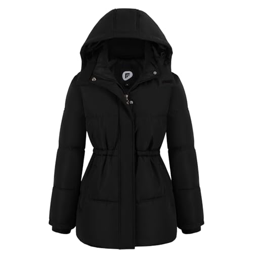 Women's Winter Warm Puffer Coat Cropped Slim Fit Down Jacket with Removable Hood Long Sleeve Lightweight Coats2