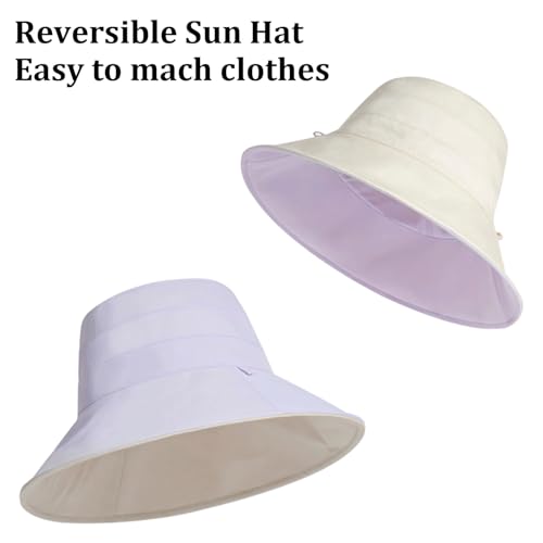 Sombrero reversible de ala ancha para mujer con protección UV miniatura 2