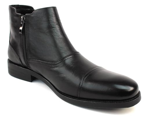 AZAR MAN Men's Exclusive Genuine Leather Cap Toe Boots With Zipper3