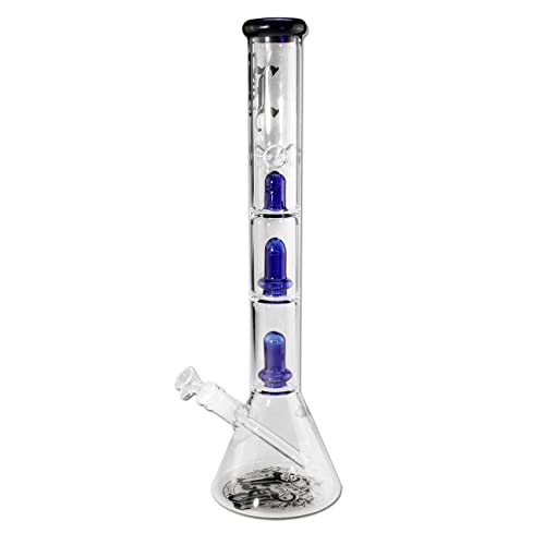 Black Leaf | Beaker Icebong mit 2 x Duschkopfperkolator | Blau | aus Borosilikatglas | H: 470mm | ø 140/50mm | NS 19/14…