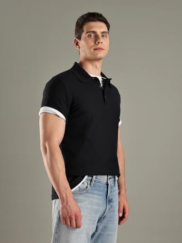 Image of Solid Slim-Fit Cotton Polo T-Shirt