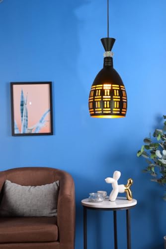 Image of GreyWings Contemporary Dome Hanging Pendant Light for Ceiling, Black Aluminium, Antique Style, E-27 Holder (Bulb is not Included) Pack of 1