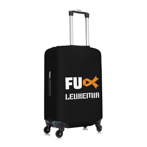 Fuck Leukemia Awareness Travel Luggage Cover Suitcase Protector Fits 18-21 Inch Case(Black,S)2