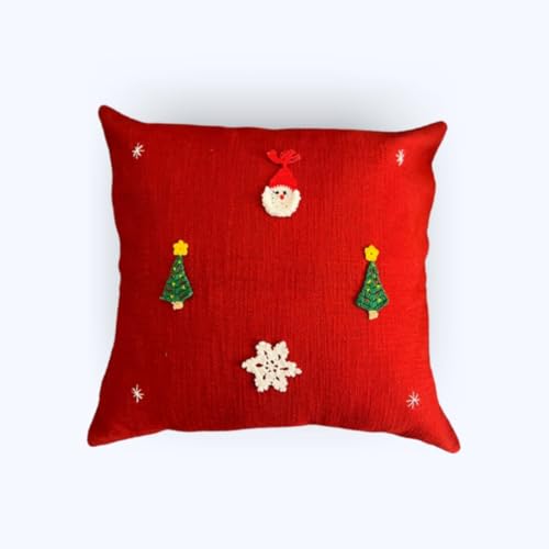 Set-of-2-Winter-Cushion-Covers-X-Mas-Pillow-Covers-Red-Santa-Throw-Pillow-New-Year-Gifts-Holiday-Decor-Size20x20inch Set of 2 Winter Cushion Covers X Mas Pillow Covers Red Santa Throw Pillow New Year Gifts Holiday Decor Size20x20inch