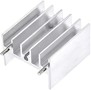 sourcing map 25mm x 23mm x 16mm TO-220 Aluminum Heatsink for Cooling MOSFET Transistor Diodes with 2 Support Pin Silver Tone 10pcs