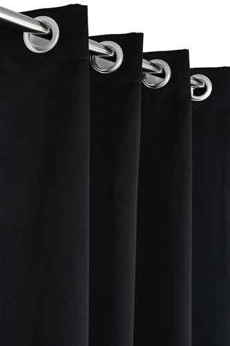 Image of 100% True Blackout Window Curtains 5 Feet, Set of 1 Panels | 300 GSM Heavy Room Darkening Polyester Cloth for Bedroom & Living Room | Thermal Insulated Heat & Noise Reducing (60x47 Inch, Black) | 100% Room Darkening Thermal Insulated Heat & Noise Reducing Curtains 5 feet long