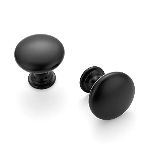 Image of Ravinte 30 Pack Matte Black Round Zinc Cabinet Knobs for Kitchen Bathroom Closet Dresser Cabinets